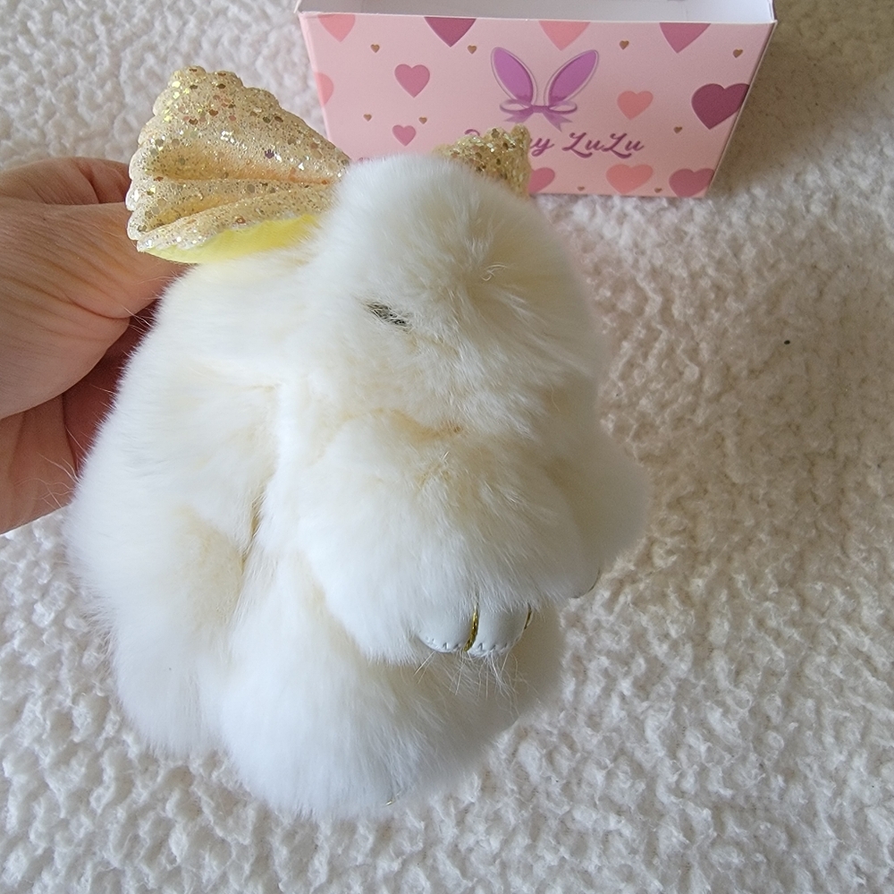 Fluffy Bunny Bag Charm Real Rabbit Fur - Picture 8 of 13